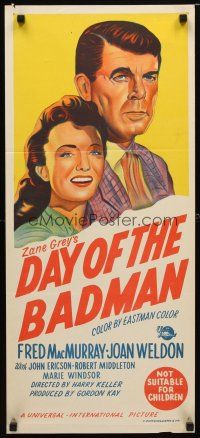 8t476 DAY OF THE BADMAN Aust daybill '58 art of gunman Fred MacMurray, Joan Weldon!