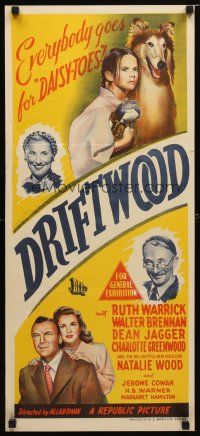 8t492 DRIFTWOOD Aust daybill '47 stone litho of adorable young Natalie Wood as Daisy-Toes!