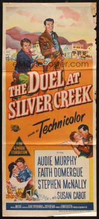 8t493 DUEL AT SILVER CREEK Aust daybill '52 Audie Murphy & Stephen McNally dared the outlaw guns!