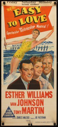 8t497 EASY TO LOVE Aust daybill '53 sexy swimmer Esther Williams, Van Johnson & Tony Martin!