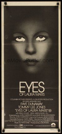 8t509 EYES OF LAURA MARS Aust daybill '78 Irvin Kershner, Tommy Lee Jones, psychic Faye Dunaway!