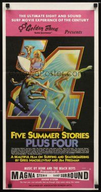 8t524 FIVE SUMMER STORIES PLUS FOUR Aust daybill '72 really cool surfing artwork by Rick Griffin!