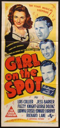 8t546 GIRL ON THE SPOT Aust daybill '46 film noir musical, Lois Collier, Jess Barker!