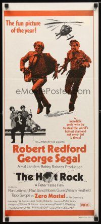 8t578 HOT ROCK Aust daybill '72 Robert Redford, George Segal, cool totally different art!