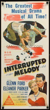 8t597 INTERRUPTED MELODY Aust daybill '55 Ford, Eleanor Parker as opera singer Melody Lawrence!