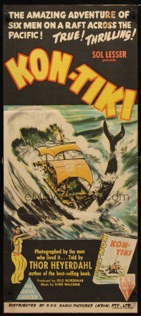 8t621 KON-TIKI Aust daybill '51 Thor Heyerdahl crosses the Pacific Ocean on a raft and lives!