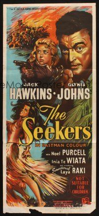 8t624 LAND OF FURY Aust daybill '54 art of sexy Glynis Johns, Jack Hawkins, The Seekers!