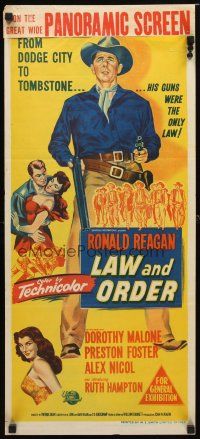 8t627 LAW & ORDER Aust daybill '53 Ronald Reagan, Dorothy Malone, Nathan Juran directed!