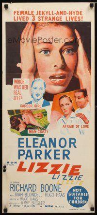 8t641 LIZZIE Aust daybill '57 Eleanor Parker is a female Jekyll & Hyde, which was her real self?
