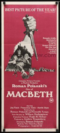 8t650 MACBETH Aust daybill '72 Roman Polanski, Jon Finch, Francesca Annis, from Shakespeare!