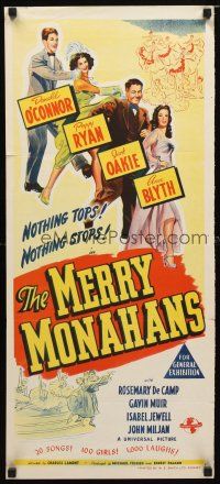 8t676 MERRY MONAHANS Aust daybill '44 art of Donald O'Connor, sexy Peggy Ryan & Ann Blyth!