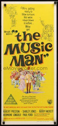8t691 MUSIC MAN Aust daybill '62 Robert Preston, Shirley Jones, art of parade, classic musical!