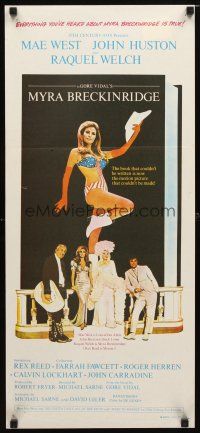 8t695 MYRA BRECKINRIDGE Aust daybill '70 John Huston, Mae West & Raquel Welch in patriotic outfit!