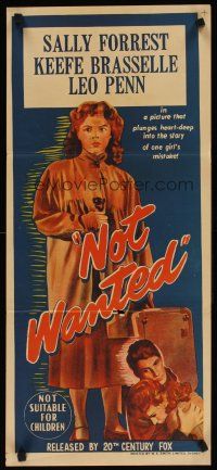 8t713 NOT WANTED Aust daybill '49 unwed mother Sally Forrest, her story is the nation's problem!