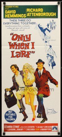 8t723 ONLY WHEN I LARF Aust daybill '69 Richard Attenborough, Hemmings, Basil Dearden directed!