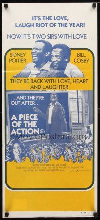 8t742 PIECE OF THE ACTION Aust daybill '77 great Drew Struzan art of Sidney Poitier & Bill Cosby!