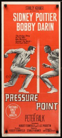 8t748 PRESSURE POINT Aust daybill '62 Sidney Poitier squares off against Bobby Darin, cool art!