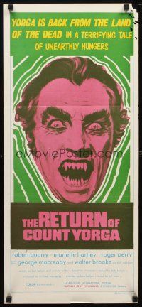 8t765 RETURN OF COUNT YORGA Aust daybill '71 Robert Quarry, AIP vampires, wild monster art!