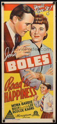 8t773 ROAD TO HAPPINESS Aust daybill '42 Mona Barrie & John Boles in his greatest love story