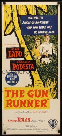 8t790 SANTIAGO Aust daybill '56 artwork of Alan Ladd with gun & Rossana Podesta in the jungle!