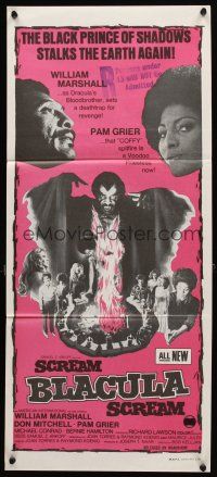 8t794 SCREAM BLACULA SCREAM Aust daybill '73 black vampire William Marshall & Pam Grier!