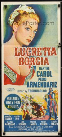 8t811 SINS OF THE BORGIAS Aust daybill '53 Christian-Jaque's Lucrece Borgia, sexy Martine Carol!