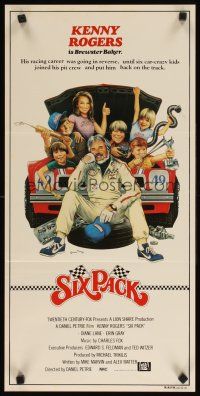 8t812 SIX PACK Aust daybill '82 great artwork of Kenny Rogers & his young car racing crew
