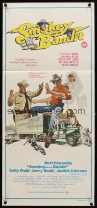 8t817 SMOKEY & THE BANDIT Aust daybill '77 art of Burt Reynolds, Sally Field & Jackie Gleason!
