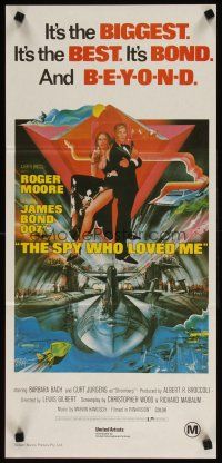 8t831 SPY WHO LOVED ME Aust daybill R80s great art of Roger Moore as James Bond 007 by Bob Peak!