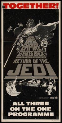 8t836 STAR WARS TRILOGY Aust daybill '83 George Lucas, Empire Strikes Back, Return of the Jedi!