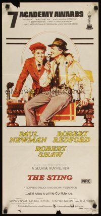 8t839 STING awards Aust daybill '74 art of con men Paul Newman & Robert Redford by Richard Amsel