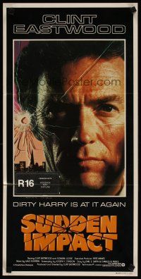 8t845 SUDDEN IMPACT Aust daybill '83 Clint Eastwood is at it again as Dirty Harry, great image!