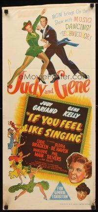 8t846 SUMMER STOCK Aust daybill 1950 artwork of Judy Garland & Gene Kelly, If You Feel Like Singing!