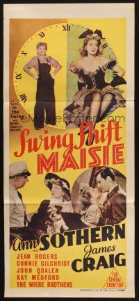 8t850 SWING SHIFT MAISIE Aust daybill '43 images of sexy Ann Sothern, James Craig!