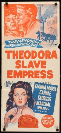 8t865 THEODORA SLAVE EMPRESS Aust daybill '54 Georges Marchal & art of pretty Gianna Maria Canale!