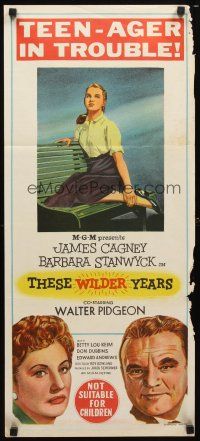 8t867 THESE WILDER YEARS Aust daybill '56 James Cagney & Barbara Stanwyck, teenager in trouble!