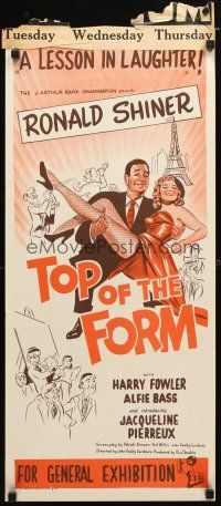 8t897 TOP OF THE FORM Aust daybill '53 Ronald Shiner, Harry Fowler, Alfie Bass, sexy artwork!
