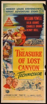 8t901 TREASURE OF LOST CANYON Aust daybill '52 William Powell in Robert Louis Stevenson adventure!