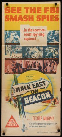 8t933 WALK EAST ON BEACON Aust daybill '52 J. Edgar Hoover, FBI nabs spies!