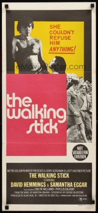 8t935 WALKING STICK Aust daybill '70 David Hemmings, Samantha Eggar, some men will ask anything!