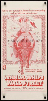 8t938 WANDA WHIPS WALL STREET Aust daybill '82 great Tom Tierney art of Veronica Hart riding bull!