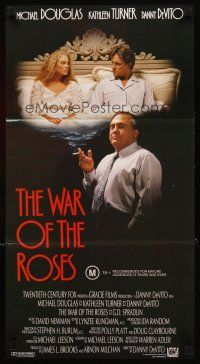 8t943 WAR OF THE ROSES Aust daybill '89 Danny DeVito, Michael Douglas & Kathleen Turner in bed!