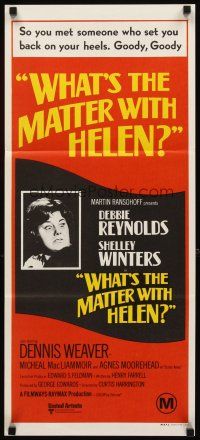 8t958 WHAT'S THE MATTER WITH HELEN Aust daybill '71 Debbie Reynolds, Shelley Winters, horror image