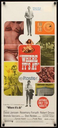 8t962 WHERE IT'S AT Aust daybill '69 great images of David Janssen & sexy babes + gambling scene!