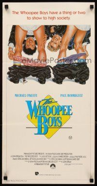 8t973 WHOOPEE BOYS Aust daybill '86 Michael O'Keefe, Denholm Elliot, wacky Phil Roberts art!