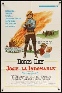 8t016 BALLAD OF JOSIE Spanish/U.S. 1sh '68 cool full-length art of quick-draw Doris Day pointing shotgun!