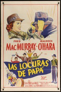 8t018 FATHER WAS A FULLBACK Spanish/U.S. 1sh '49 Fred MacMurray & pretty Maureen O'Hara, football!