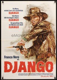 8t234 DJANGO German '66 Sergio Corbucci, really cool art of Franco Nero in title role with gun!