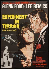 8t240 EXPERIMENT IN TERROR German '62 different Goetze art of Glenn Ford & Lee Remick!
