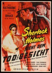8t279 SHERLOCK HOLMES SIEHT DEM TOD INS GESICHT German '58 Basil Rathbone, different artwork!